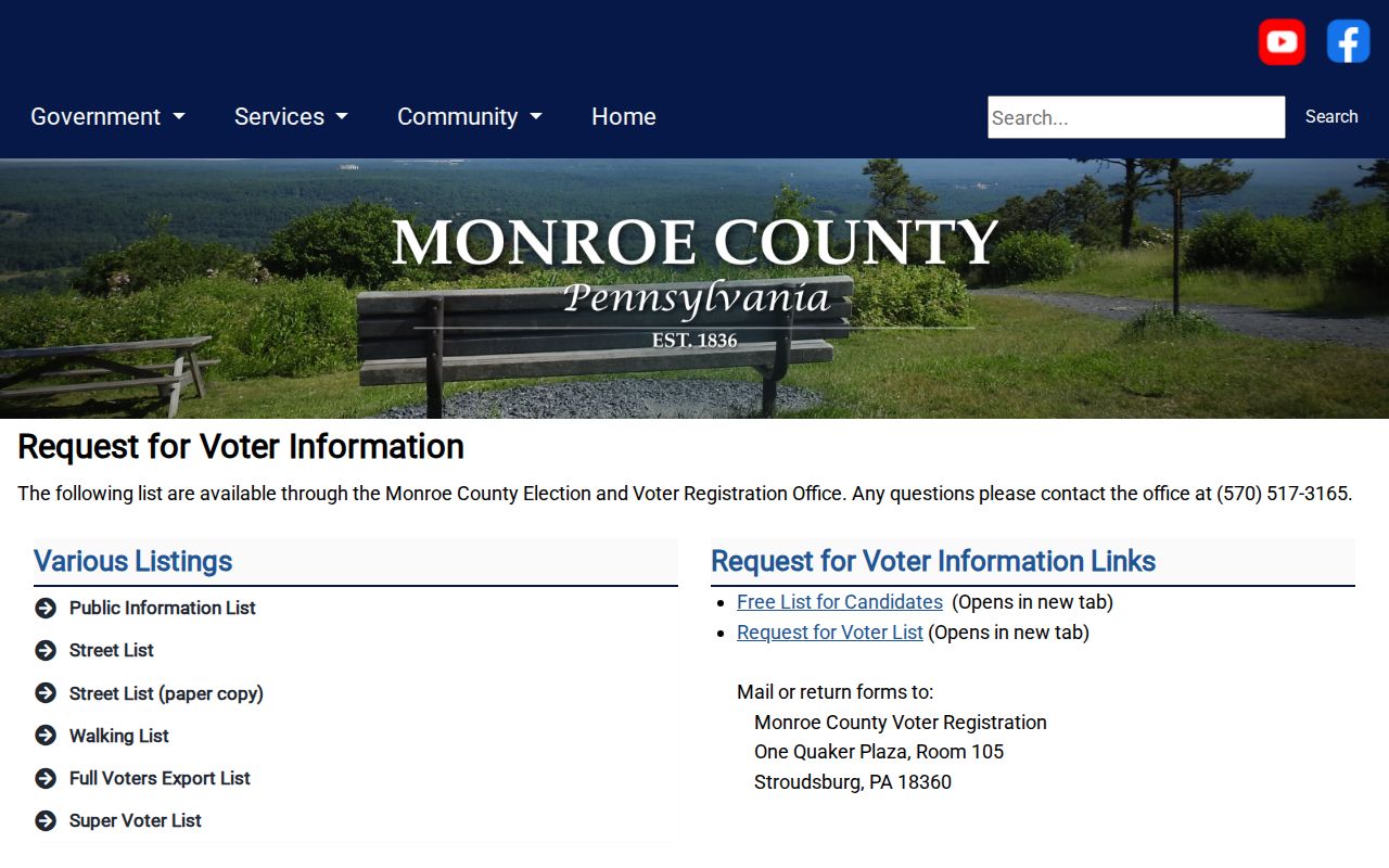 Coolbaugh Township neighbors Monroe County voter information request page