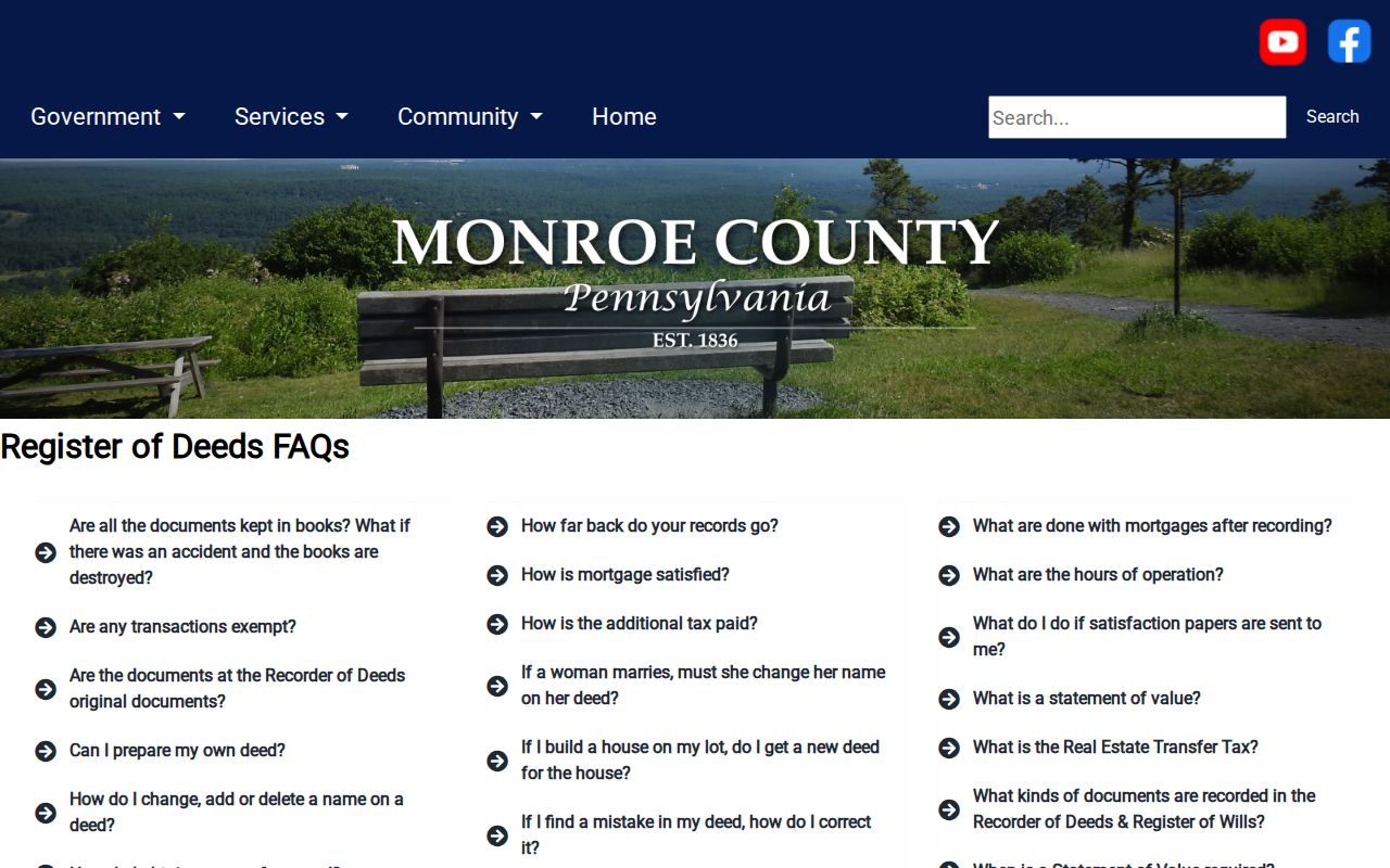 Coolbaugh Township previous residents Monroe Recorder historic deed access guidance
