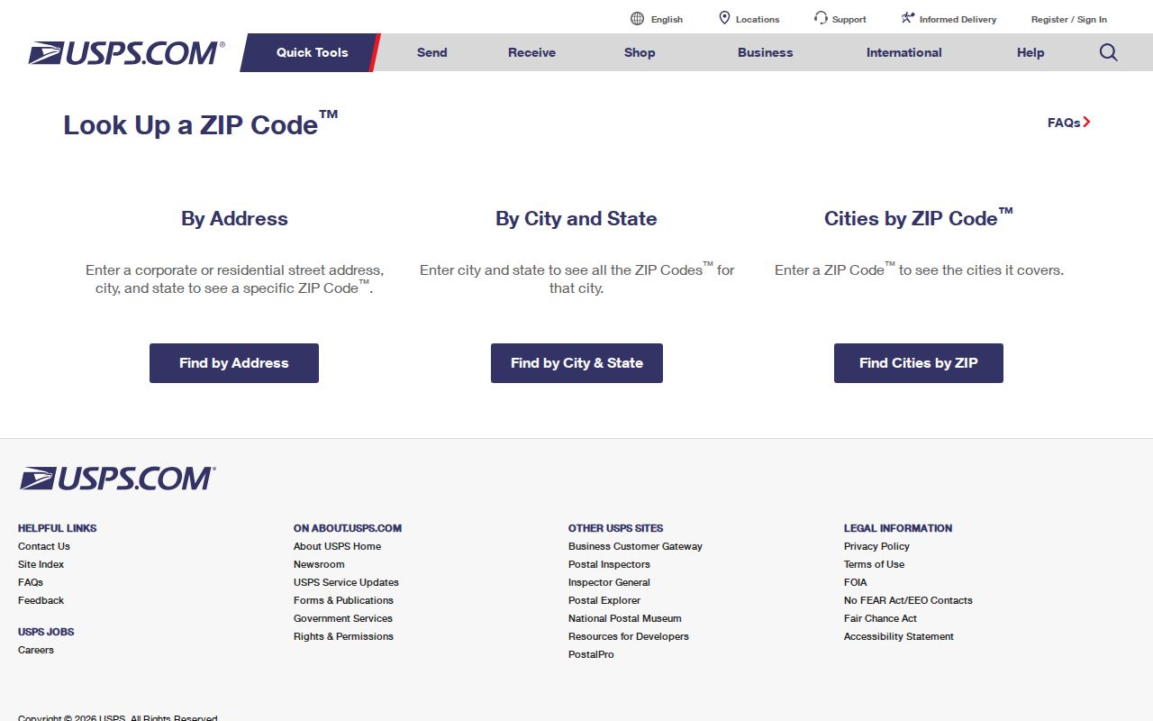 Coolbaugh Township ZIP code directory USPS address-to-ZIP verification screen
